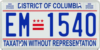 DC license plate EM1540