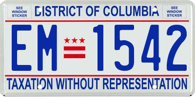 DC license plate EM1542