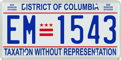 DC license plate EM1543