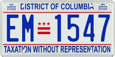 DC license plate EM1547