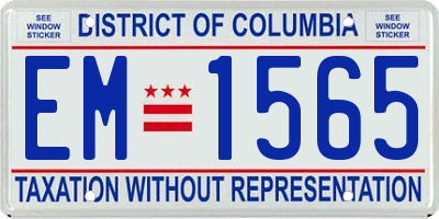 DC license plate EM1565