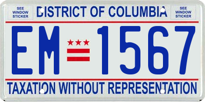 DC license plate EM1567