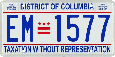 DC license plate EM1577