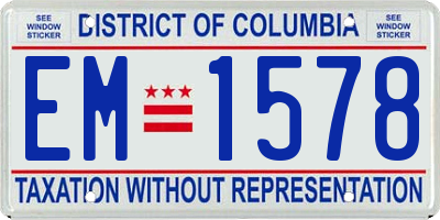 DC license plate EM1578