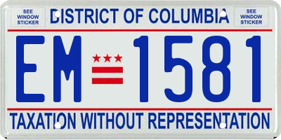 DC license plate EM1581