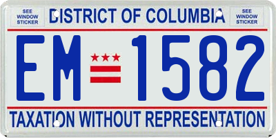 DC license plate EM1582