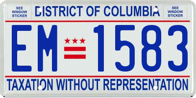 DC license plate EM1583