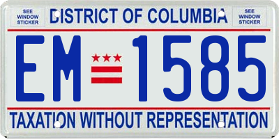 DC license plate EM1585