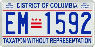DC license plate EM1592