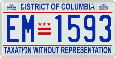 DC license plate EM1593