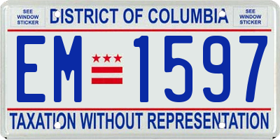 DC license plate EM1597