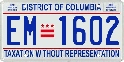 DC license plate EM1602