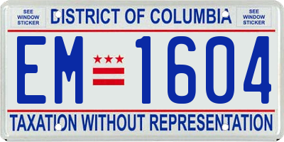 DC license plate EM1604