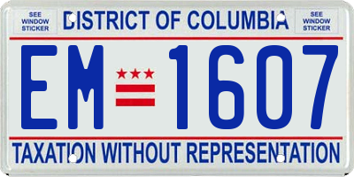 DC license plate EM1607