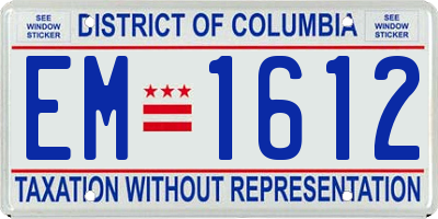 DC license plate EM1612