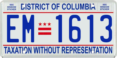 DC license plate EM1613