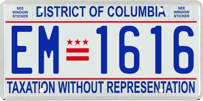 DC license plate EM1616