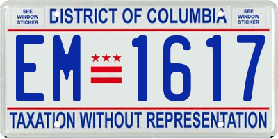 DC license plate EM1617