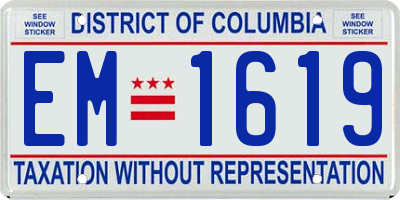 DC license plate EM1619