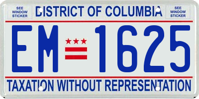 DC license plate EM1625