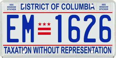 DC license plate EM1626