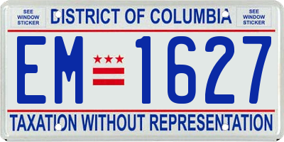 DC license plate EM1627