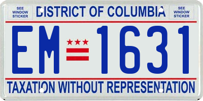 DC license plate EM1631
