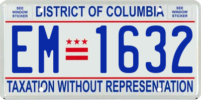 DC license plate EM1632
