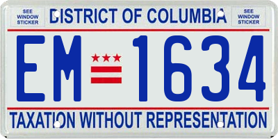 DC license plate EM1634