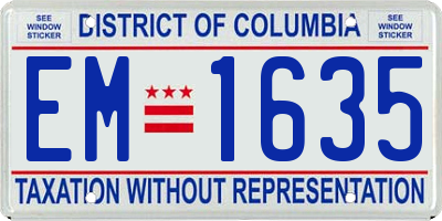 DC license plate EM1635