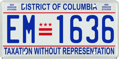 DC license plate EM1636