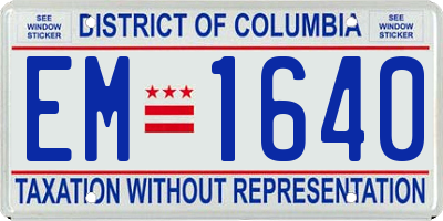 DC license plate EM1640