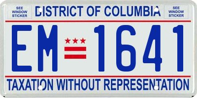 DC license plate EM1641