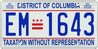 DC license plate EM1643