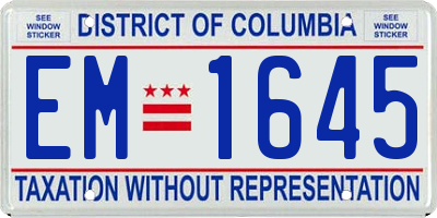 DC license plate EM1645