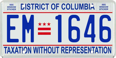 DC license plate EM1646