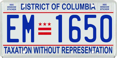 DC license plate EM1650