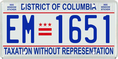 DC license plate EM1651