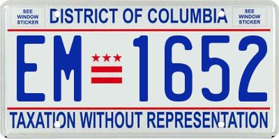 DC license plate EM1652