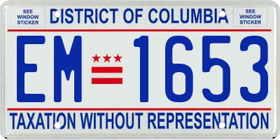 DC license plate EM1653