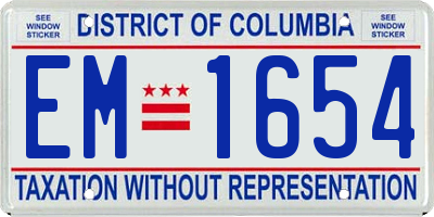 DC license plate EM1654