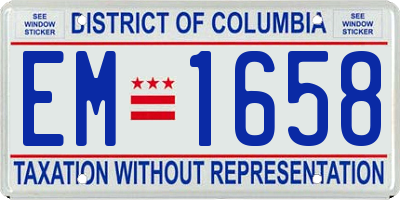DC license plate EM1658