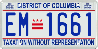 DC license plate EM1661