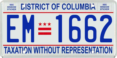 DC license plate EM1662