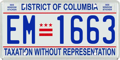 DC license plate EM1663