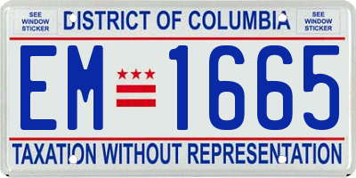 DC license plate EM1665