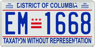 DC license plate EM1668