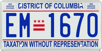 DC license plate EM1670