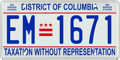 DC license plate EM1671