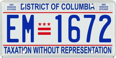 DC license plate EM1672
